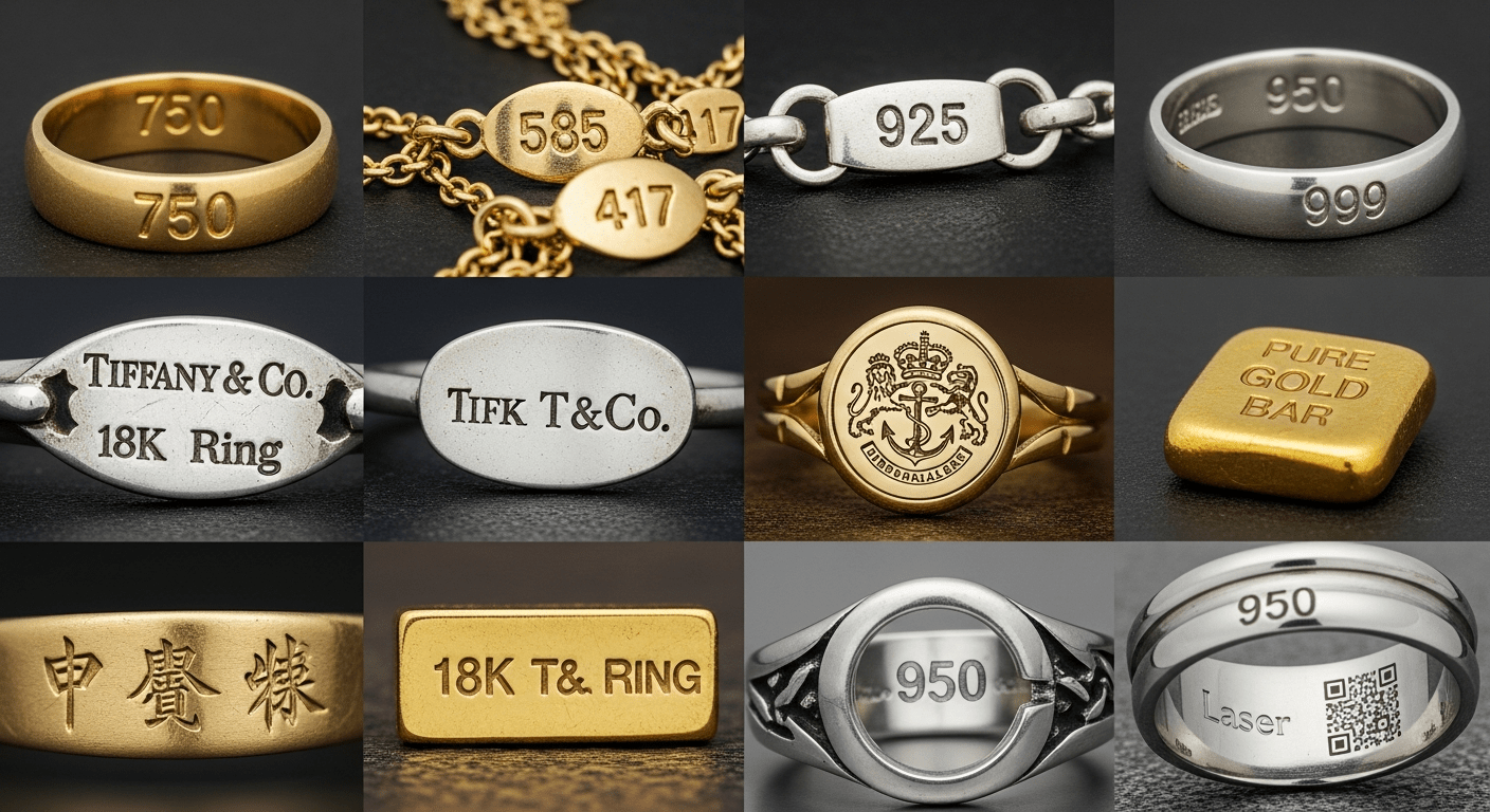 Gold Rings Labelled How to Read Jewelry Markings: Identify Real Gold, Silver & Platinum